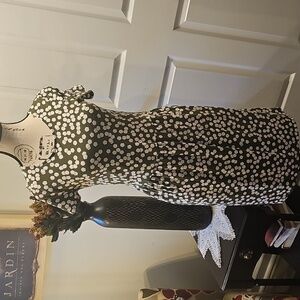 Classic Boden Cotton Green and White Polka Dot Midi Dress, Excellent Condition